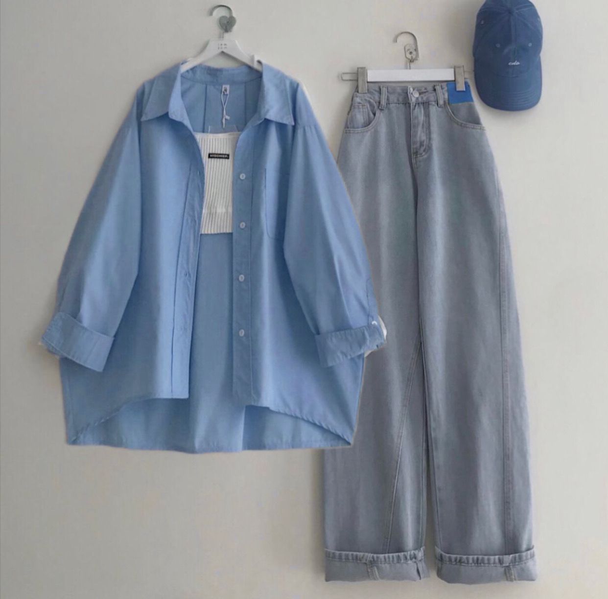 Button Shirt With Wide Leg Jeans