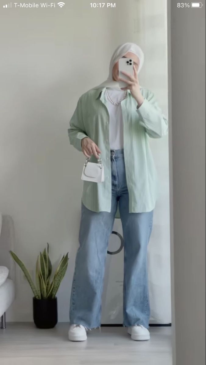 Button Shirt With Wide Leg Jeans
