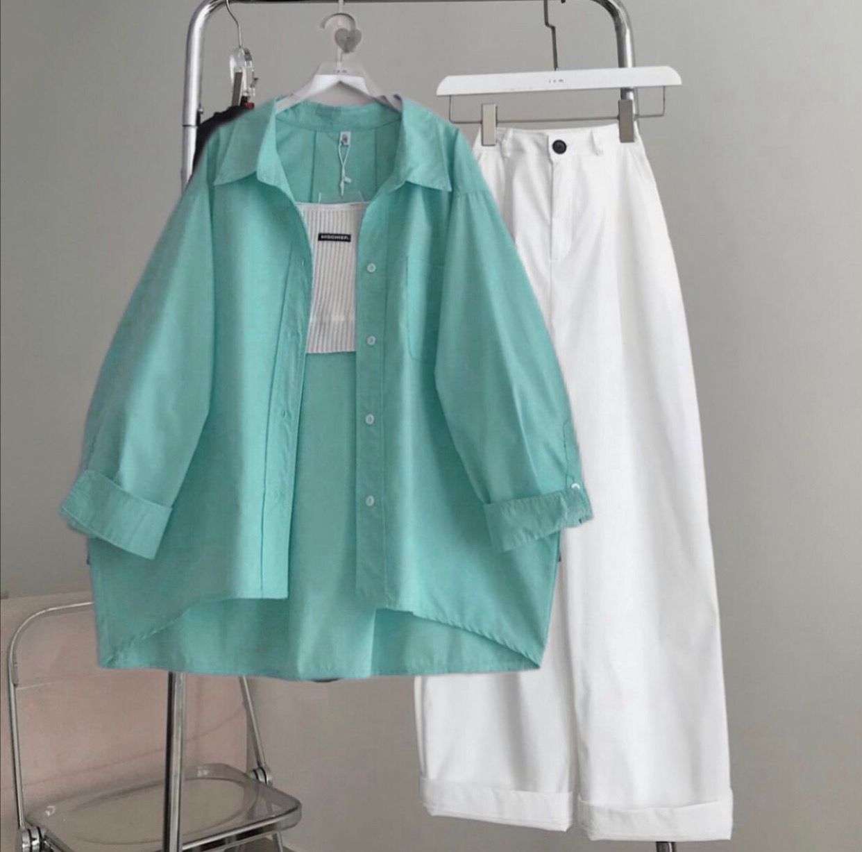 Button Shirt With Wide Leg Jeans