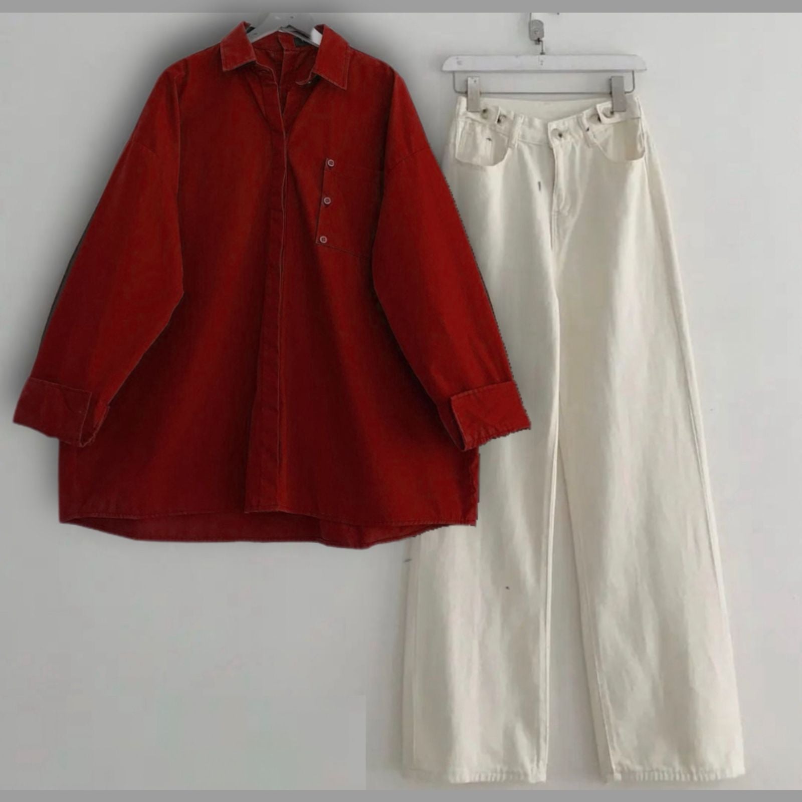 Button Shirt With Wide Leg Jeans