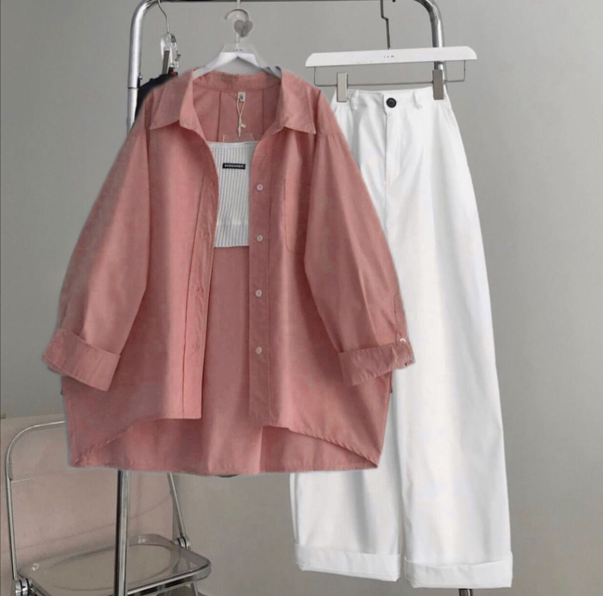 Button Shirt With Wide Leg Jeans