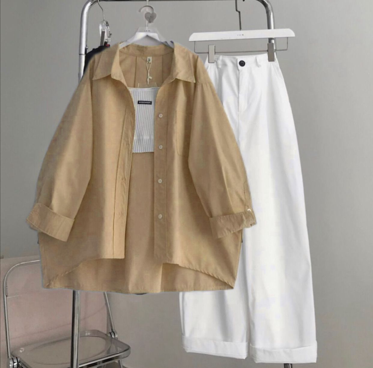 Button Shirt With Wide Leg Jeans