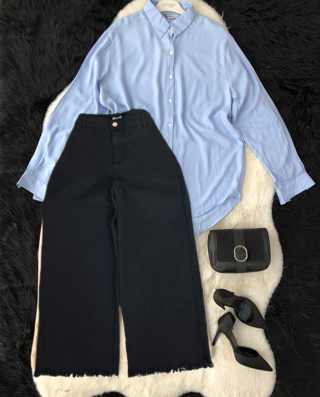 Button Shirt With Wide Leg Jeans