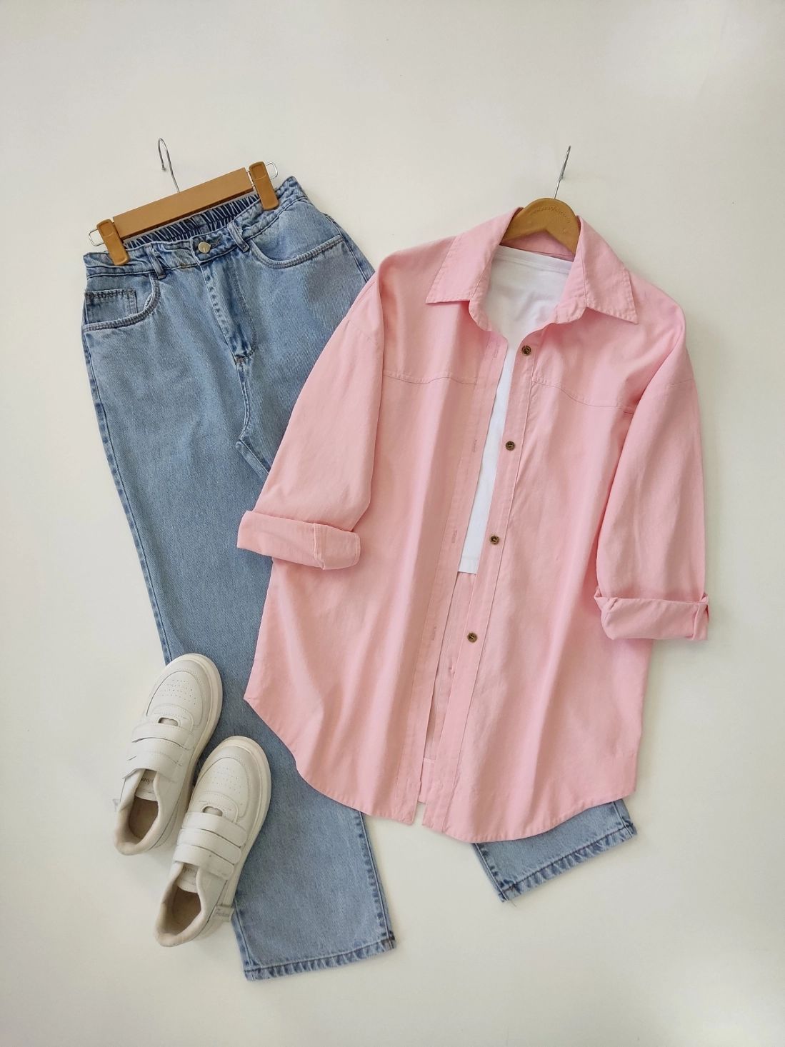 Button Shirt With Wide Leg Jeans
