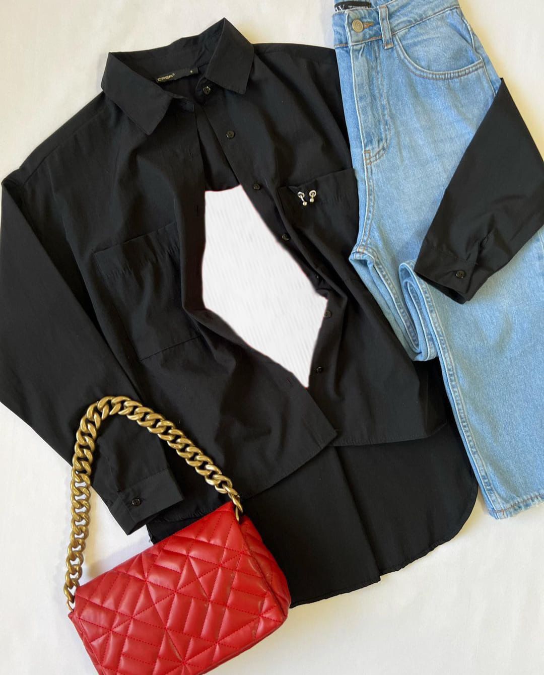 Button Shirt With Wide Leg Jeans