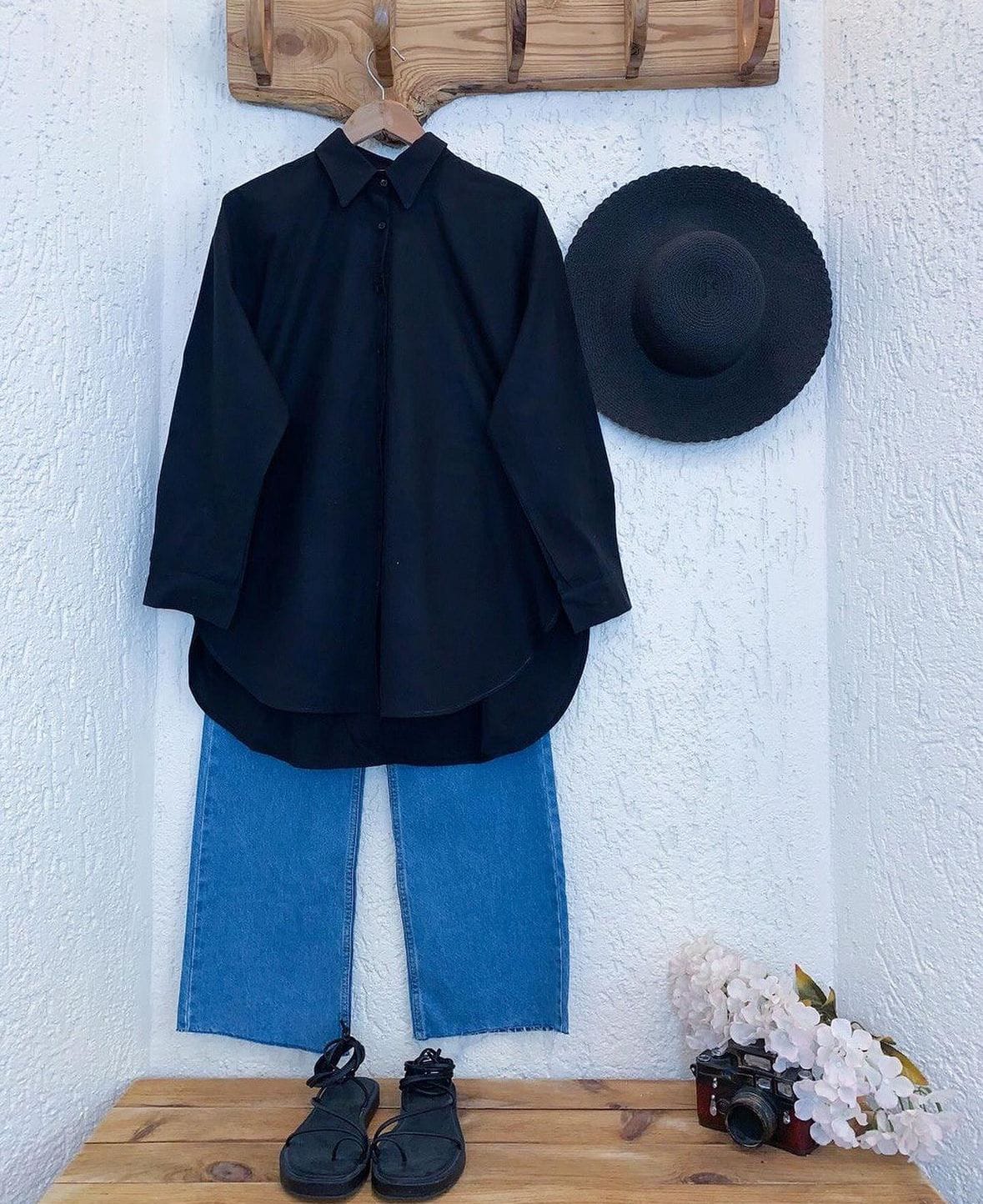 Button Shirt With Wide Leg Jeans