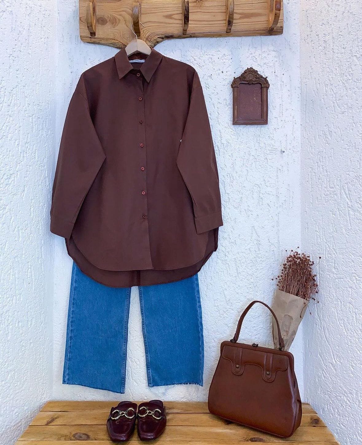 Button Shirt With Wide Leg Jeans