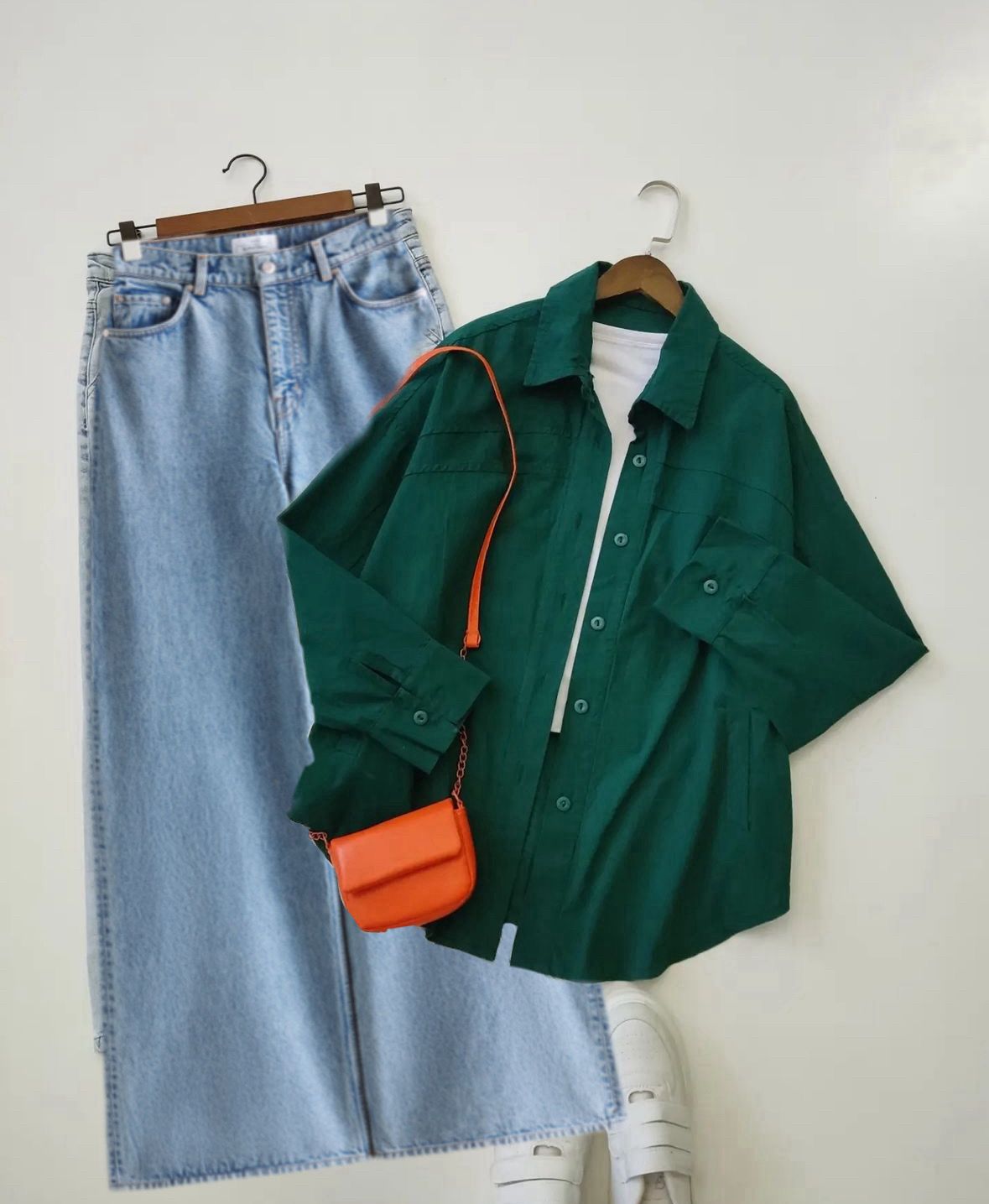 Button Shirt With Wide Leg Jeans