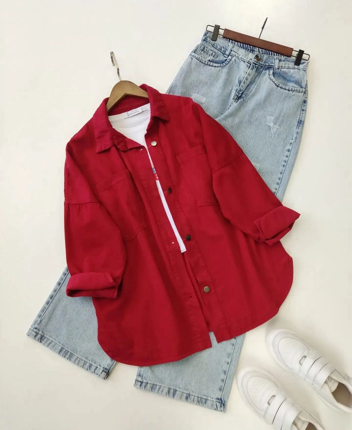 Button Shirt With Wide Leg Jeans