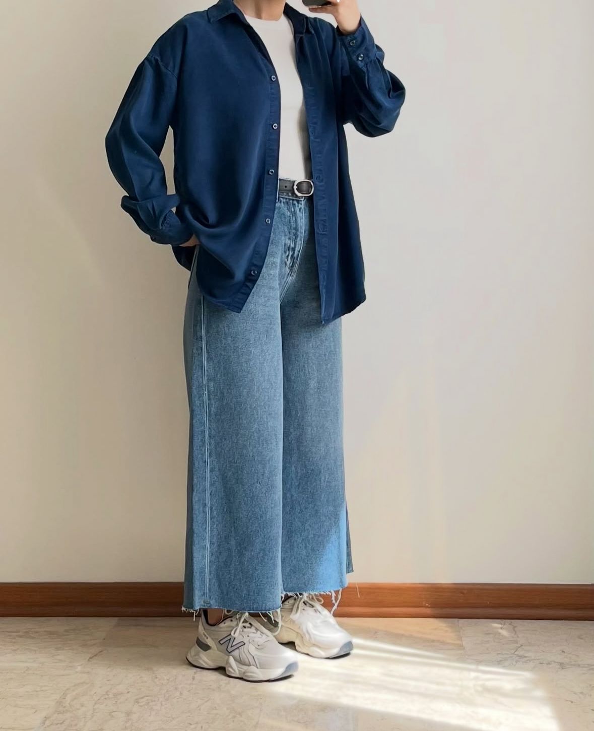 Button Shirt With Wide Leg Jeans