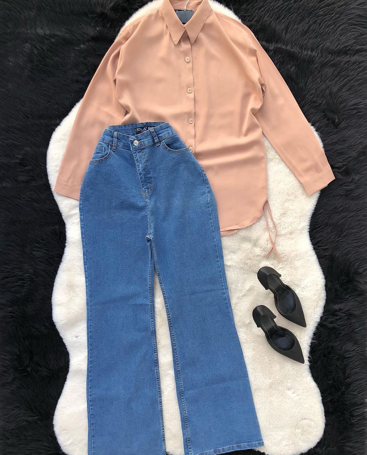 Button Shirt With Wide Leg Jeans