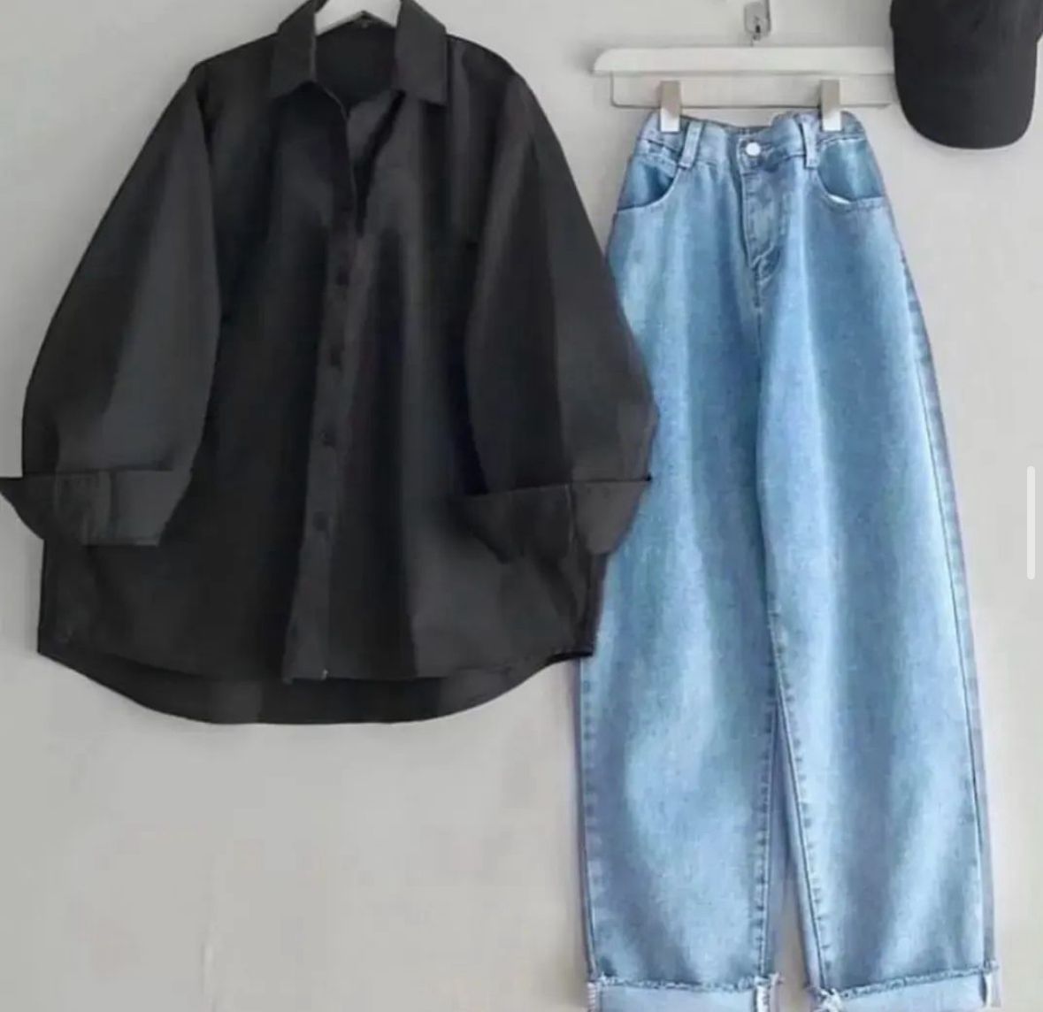 Button Shirt With Wide Leg Jeans
