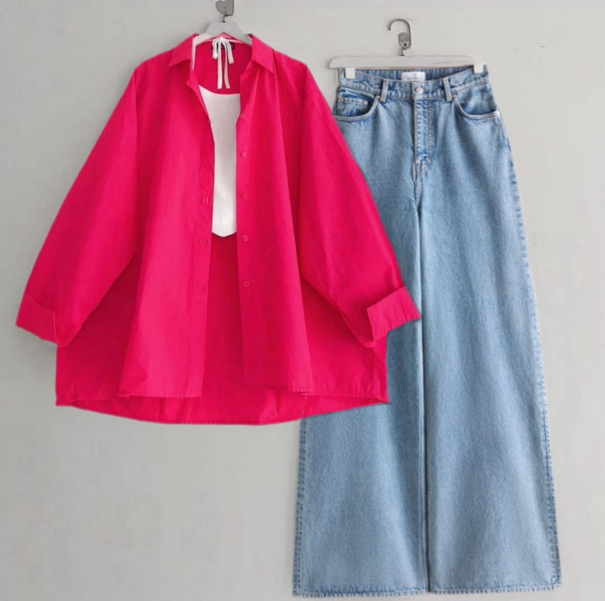 Button Shirt With Wide Leg Jeans