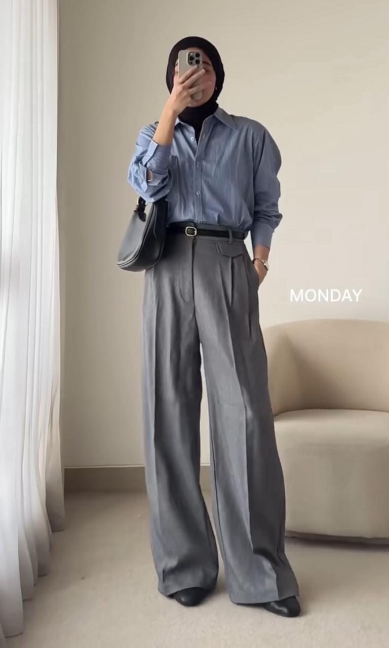 Button Down Shirt With Inner & Formal Wide Leg Pants