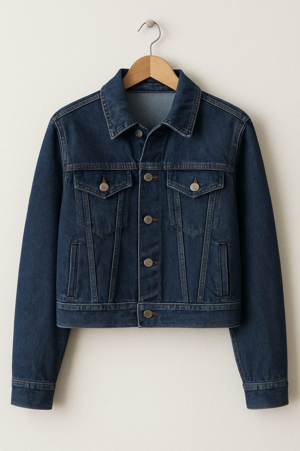 navy blue crop Denim Jacket