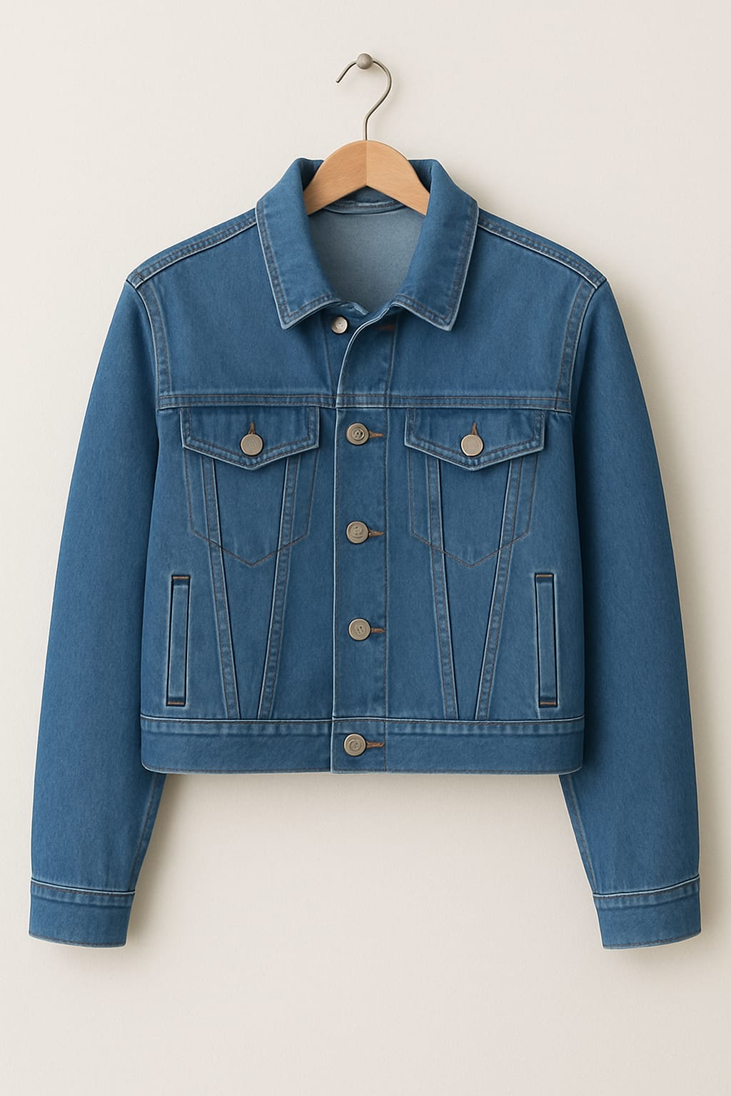 dark blue crop Denim Jacket