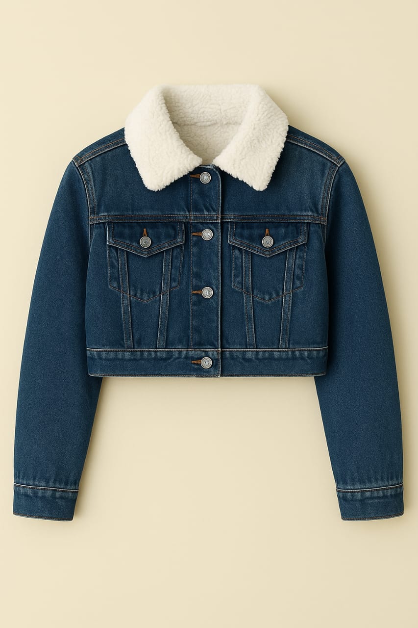 furred denim jacket