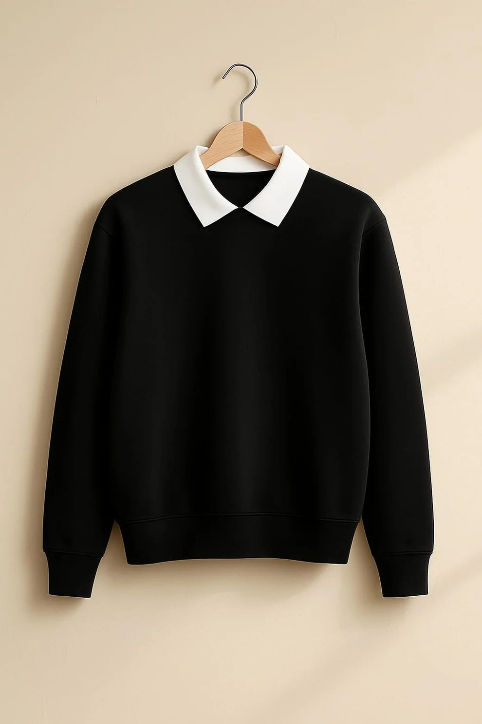 White Collared Sweatshirt