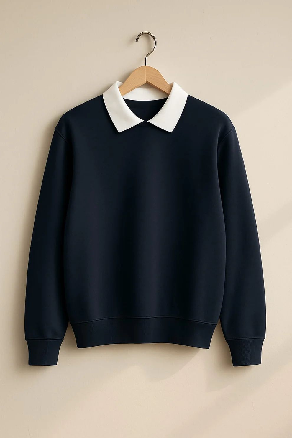 White Collared Sweatshirt