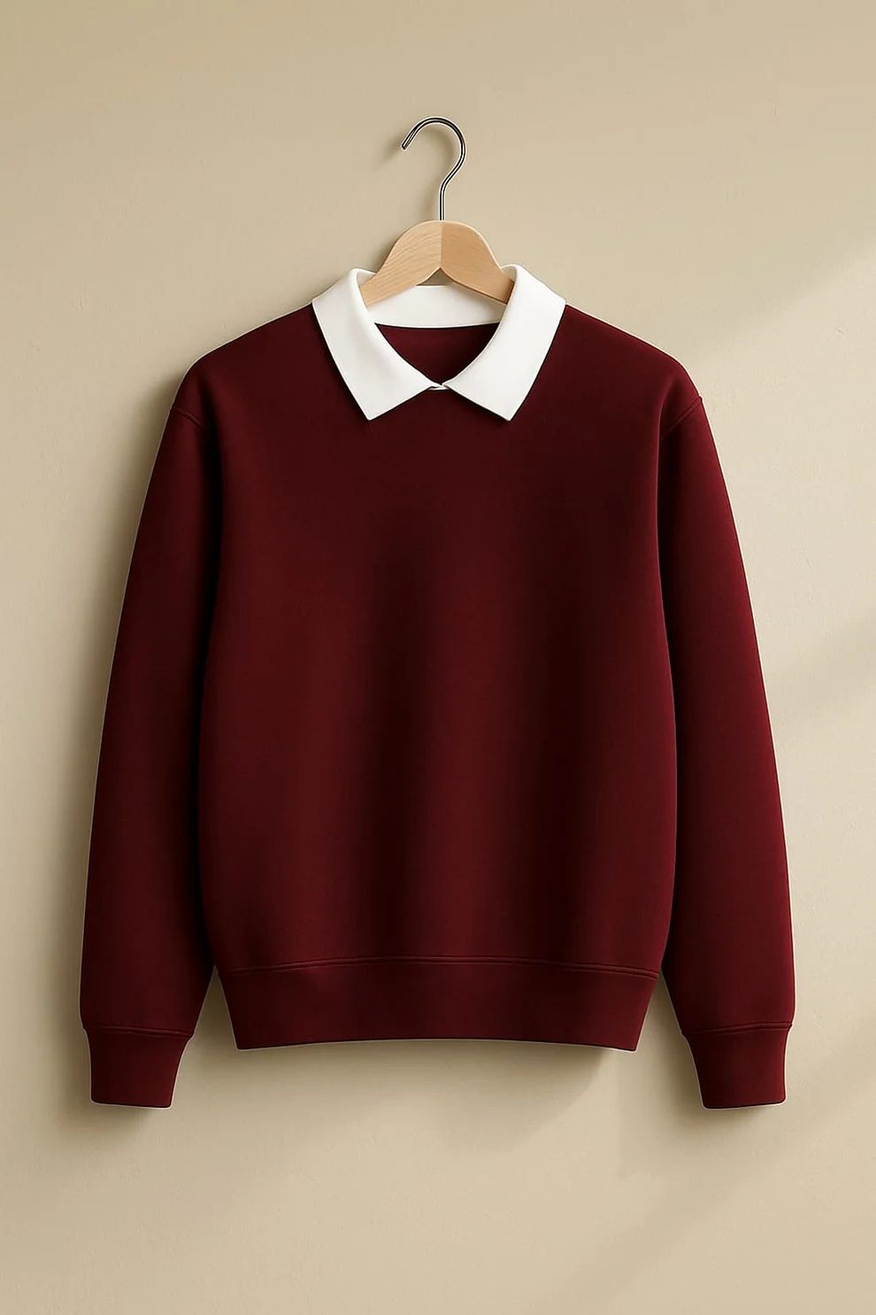 White Collared Sweatshirt