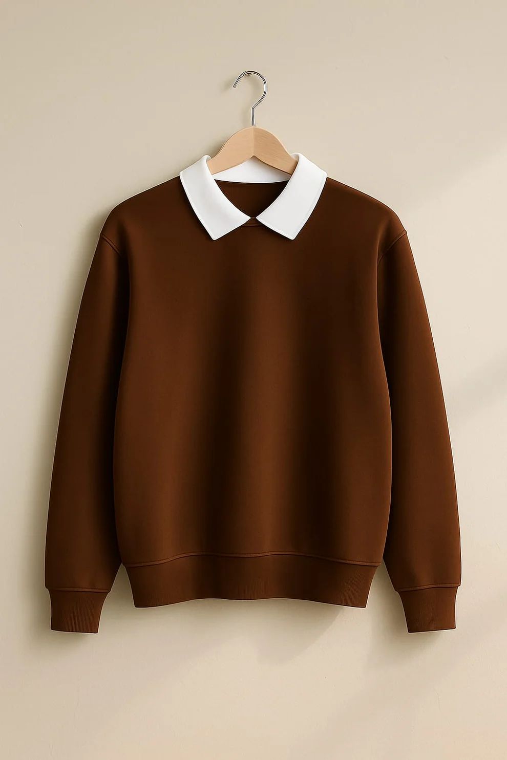 White Collared Sweatshirt